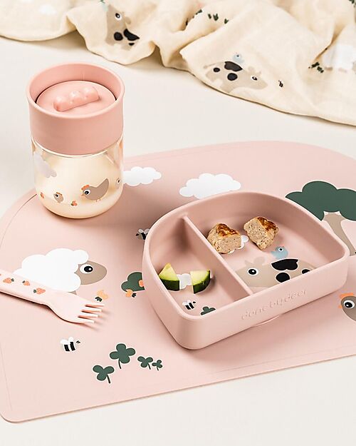 Done By Deer Tazza da Apprendimento con Bordo per Bere a 360° - Antigoccia - Tiny Farm - Cipria - 260 ml - 9m+ Tazze