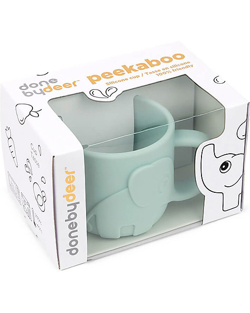 Done By Deer Tazza Peekaboo - Elefante - Azzurro - 100% Silicone Alimentare - 165ml Tazze