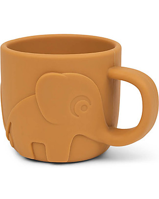 Done By Deer Tazza Peekaboo - Elefante - Mostarda - 100% Silicone Alimentare - 165ml Tazze e Bicchieri