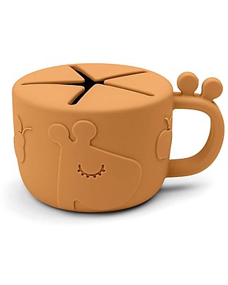 Done By Deer Tazza Snack Peekaboo - Raffi - Mostarda - 100% Silicone Alimentare Bicchieri