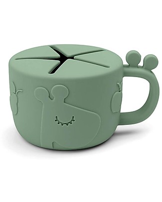 Done By Deer Tazza Snack Peekaboo - Raffi - Verde - 100% Silicone Alimentare Bicchieri