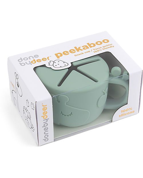 Done By Deer Tazza Snack Peekaboo - Raffi - Verde - 100% Silicone Alimentare Tazze