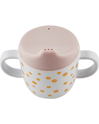 Done By Deer Tazza Spout con Beccuccio e Manici Happy Dots, Rosa Cipria/Oro - 230 ml Tazze e Bicchieri