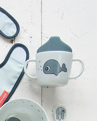 Done By Deer Tazza Spout con Beccuccio e Manici Sea Friends - Blu - 230 ml Tazze con Beccuccio Sippy