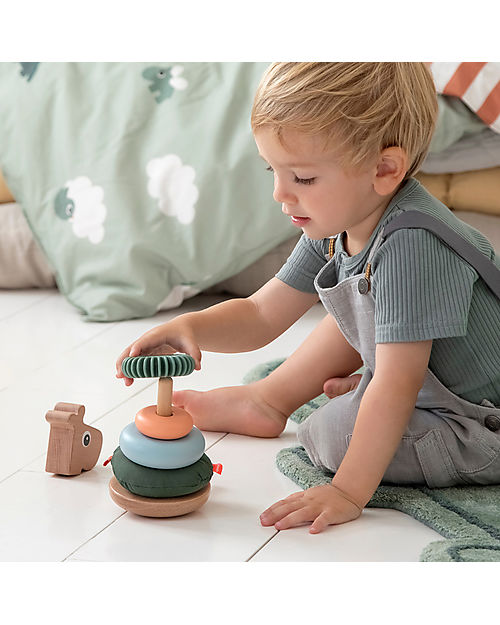 Done By Deer Torre Impilabile - Raffi - Multicolore - in Legno Incastri in Legno