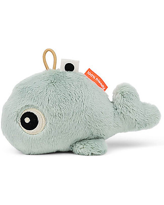 Done By Deer Wally la Balena - Sonaglio Peluche - Azzurro - 15 x 9 cm - Dolcissime Coccole! Sonagli