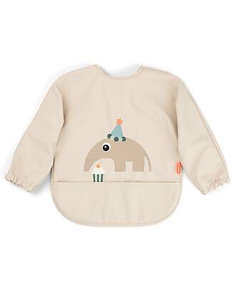 Done By Deer Waterproof Sleeved Pocket Bib - Celebration - Sand - OEKO-TEX certified - 6m+ Burpy Bibs