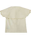 Donsje Blusa Vintage Poda con Scollo a Volant - Bianco Giglio - 100% Cotone Bluse