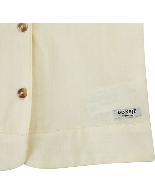 Donsje Blusa Vintage Poda con Scollo a Volant - Bianco Giglio - 100% Cotone Bluse