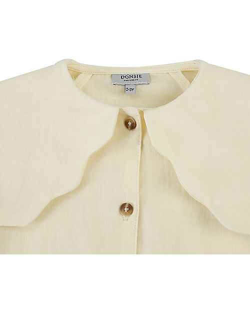 Donsje Blusa Vintage Poda con Scollo a Volant - Bianco Giglio - 100% Cotone Bluse