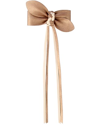 Donsje Fermacapelli con Clip Wibu - Fiocco Tartufo - 100% Pelle Premium Accessori per Capelli