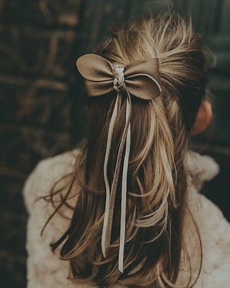 Donsje Fermacapelli con Clip Wibu - Fiocco Tartufo - 100% Pelle Premium Accessori per Capelli