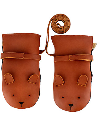Donsje Guanti Muffole Kapi in Pelle - Orso - Artigianale Guanti