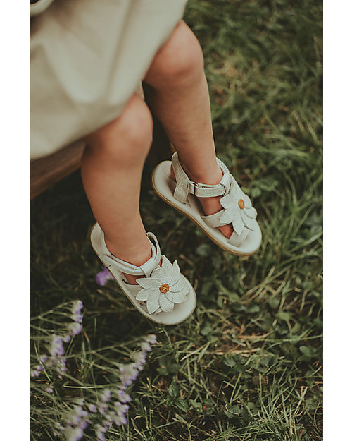 Donsje Sandali in Pelle Iles Fields - Margherita Bianco - Eleganti e di Qualità Sandali
