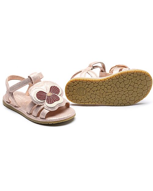 Donsje Sandali in Pelle Iles Fields - Violette Crema Metallic - Chiusura con Velcro Sandali