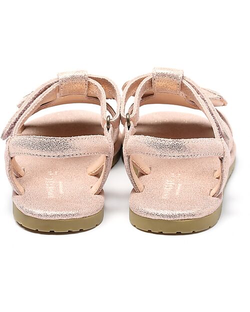 Donsje Sandali in Pelle Iles Fields - Violette Crema Metallic - Chiusura con Velcro Sandali