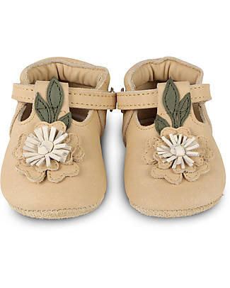 Donsje Sandali in pelle Nubuck Heidi - Fiore Oro Metallico - Chiusura in Velcro Sandali