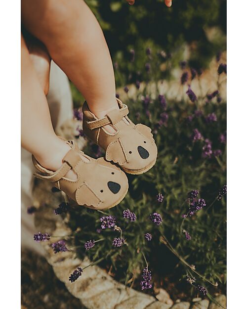 Donsje Scarpe in Pelle Spark Classic - Koala - Chiusura in Velcro Sandali