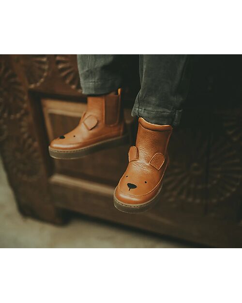 Donsje Stivaletto Chelsea in Pelle Thuru Classic - Orso - Elastici Laterali! Scarpe