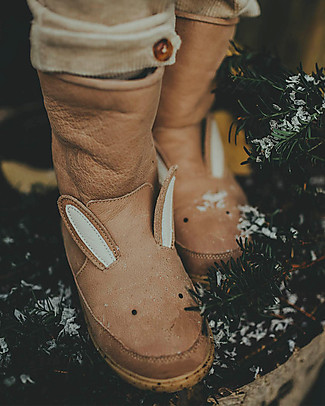 Donsje Stivaletto in Pelle Classic Wadudu - Coniglio - Imbottito in Lana! Scarpe