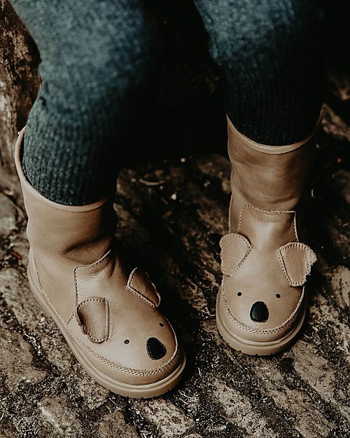 Donsje Stivaletto in Pelle Classic Wadudu - Koala - Imbottito in Lana! Scarpe