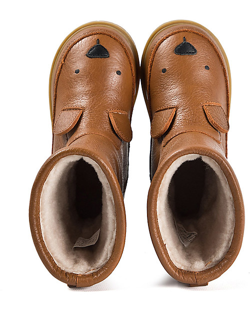 Donsje Stivaletto in Pelle Classic Wadudu - Orso - Imbottito in Lana! Scarpe