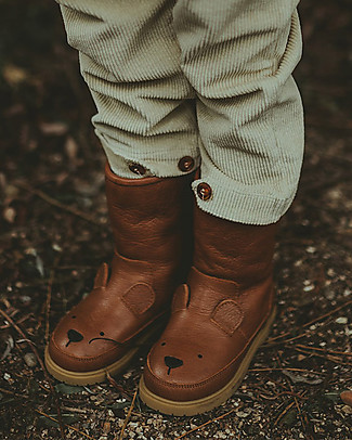 Donsje Stivaletto in Pelle Classic Wadudu - Orso - Imbottito in Lana! Scarpe_