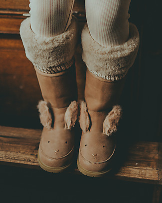 Donsje Stivaletto in Pelle Exclusive Wadudu - Coniglio Invernale - Imbottito in Lana! Scarpe