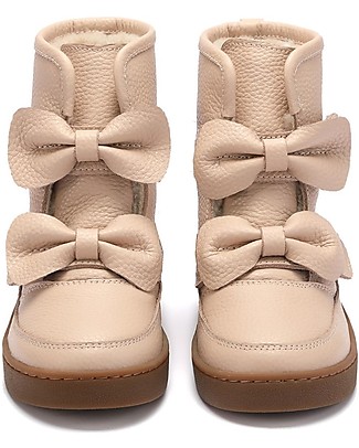Donsje Stivaletto in Pelle Isa - Color Pelle con Fiocchi - Imbottito in Lana! Scarpe