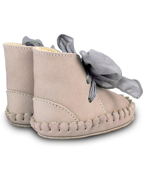 Donsje Stivaletto in Pelle Nubuck Pina - Lilla con Fiocco - Imbottito! Scarpe