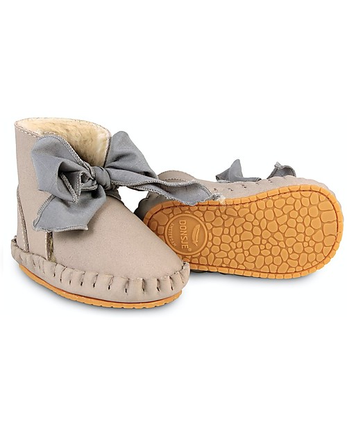 Donsje Stivaletto in Pelle Nubuck Pina - Lilla con Fiocco - Imbottito! Scarpe