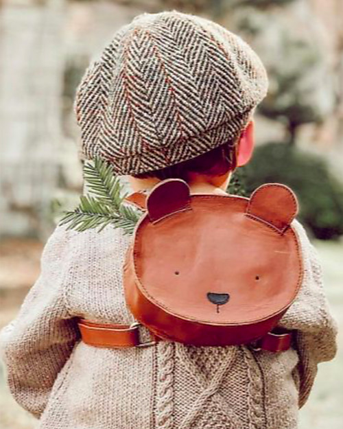 Donsje Zainetto Kapi Classic - Orso - 100% pelle Premium Zaini Asilo