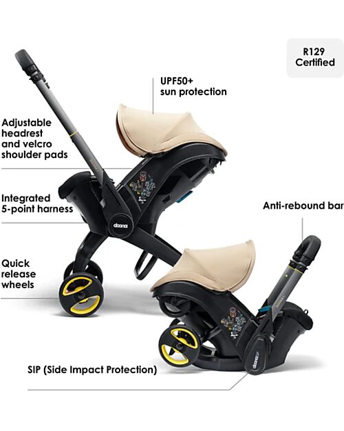 Doona 2 in 1 Seggiolino Auto e Passeggino Doona i - Sahara Sand - Si Trasforma in Pochi Secondi! Seggiolini Auto Gruppo 0+/1