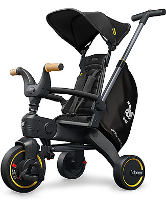 Doona Doona Liki Trike S5 Triciclo, Nero Nitro - Manubrio in Legno, da 1 a 3 Anni! Biciclette