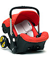 Doona Doona+, Seggiolino Auto con Ruote 2-in-1, Rosso - Approvato come passeggino! Seggiolini Auto Gruppo 0+/1