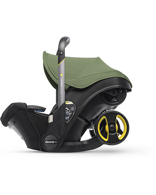 Doona Doona+, Seggiolino Auto Gruppo 0+ con Ruote 2-in-1, Desert Green - Approvato come passeggino! Seggiolini Auto Gruppo 0+/1