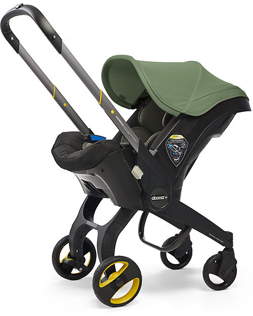 Doona Doona+, Seggiolino Auto Gruppo 0+ con Ruote 2-in-1, Desert Green - Approvato come passeggino! Seggiolini Auto Gruppo 0+/1