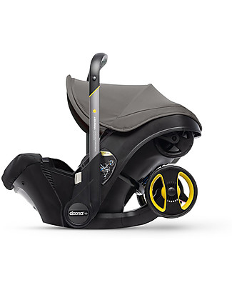 Doona Doona+, Seggiolino Auto Gruppo 0+ con Ruote 2-in-1, Grigio Hound - Approvato come passeggino! Seggiolini Auto Gruppo 0+/1