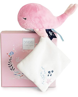 Doudou et Compagnie Doudou Balena Rosa - 15 cm - Scatola Regalo Doudou