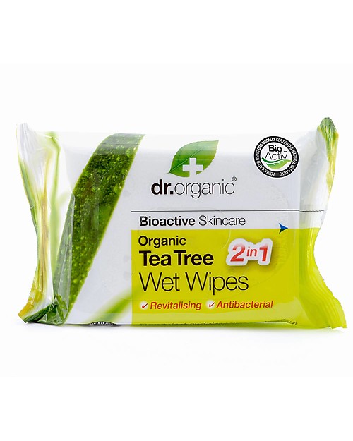 Dr.Organic Salviette Bio Detergenti al Tea Tree - 20 pezzi - Multiuso Maschere Viso