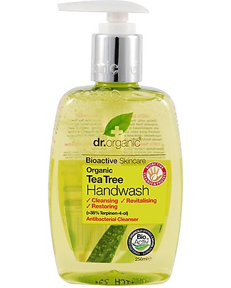 Dr.Organic Sapone Antibatterico Liquido per Mani, 250 ml - Tea Tree Detergenza