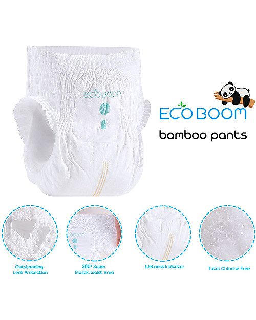 Eco Boom Pannolino Mutandina Biodegradabile in Bambù - Taglia M 6-10kg - Confezione da 80 Pezzi Pannolini Eco