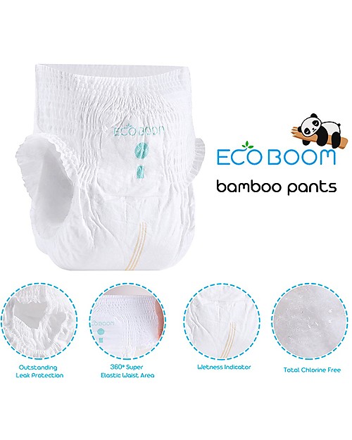 Eco Boom Pannolino Mutandina Biodegradabile in Bambù - Taglia XL 12-17kg - Confezione da 72Pezzi Pannolini Eco