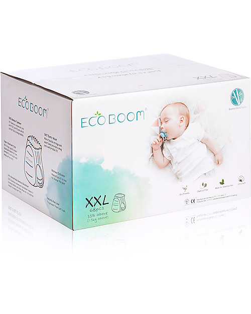 Eco Boom Pannolino Mutandina Biodegradabile in Bambù - Taglia XXL 15kg+ - Confezione da 68 Pezzi Pannolini Eco