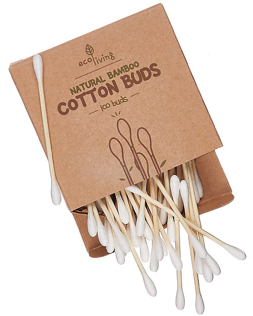 EcoLiving Bastoncini Cotonati in Bambù - 100 pezzi - Scatola Riciclata Creme Viso