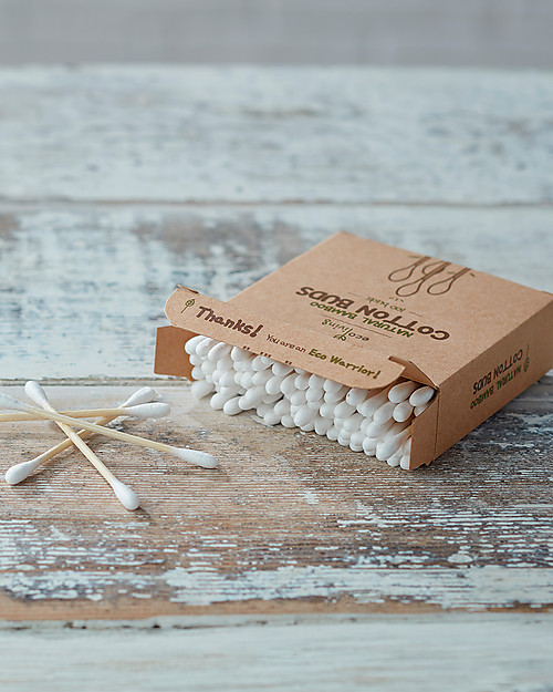 EcoLiving Bastoncini Cotonati in Bambù - 100 pezzi - Scatola Riciclata Creme Viso