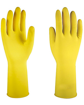EcoLiving Guanti di gomma in Lattice 100% Naturale - Giallo Detergenza Casa_