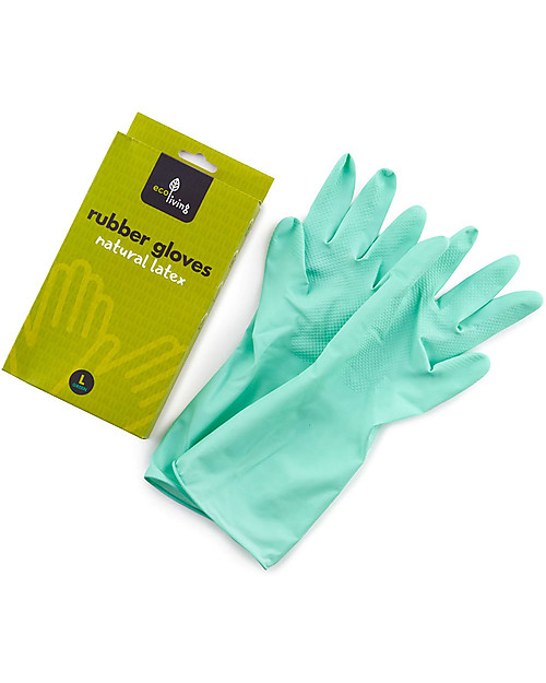 EcoLiving Guanti di gomma in Lattice 100% Naturale - Verde Stoviglie