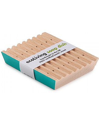 EcoLiving Portasapone Naturale in Legno - Certificato FSC Detergenza Casa