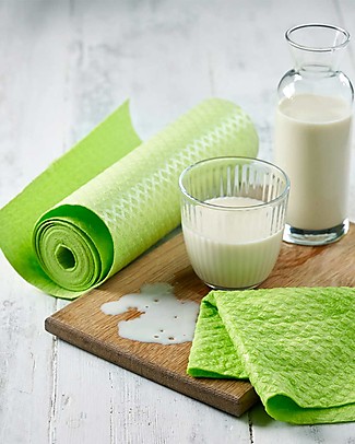 EcoLiving Rotolo in Spugna Compostabile - 12 Panni - Verde Detergenza Casa_